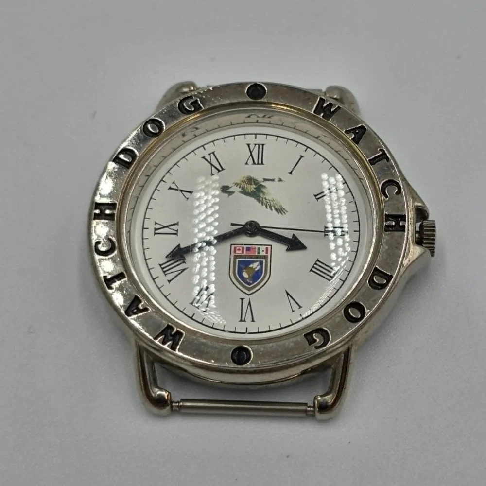 Original Watch Dog Stainless Steel Roman Numerical Watch Face Untested Vintage